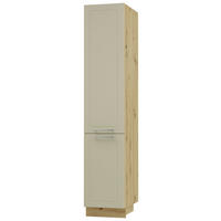 APOTHEKERSCHRANK Kvantum 2D14K/40/kargo Vanille Matt / Eiche Artisan Matt 40 / 59 / 207cm - Creme/Eiche Artisan, Holz/Holzwerkstoff (40/207/59cm) - Feldmann-Wohnen