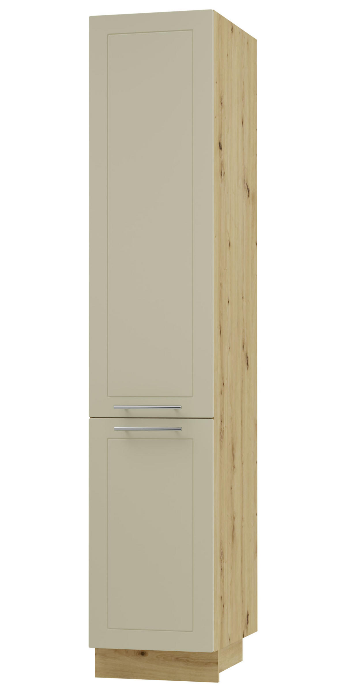 APOTHEKERSCHRANK Kvantum 2D14K/40/kargo Vanille Matt / Eiche Artisan Matt 40 / 59 / 207cm - Creme/Eiche Artisan, Holz/Holzwerkstoff (40/207/59cm) - Feldmann-Wohnen