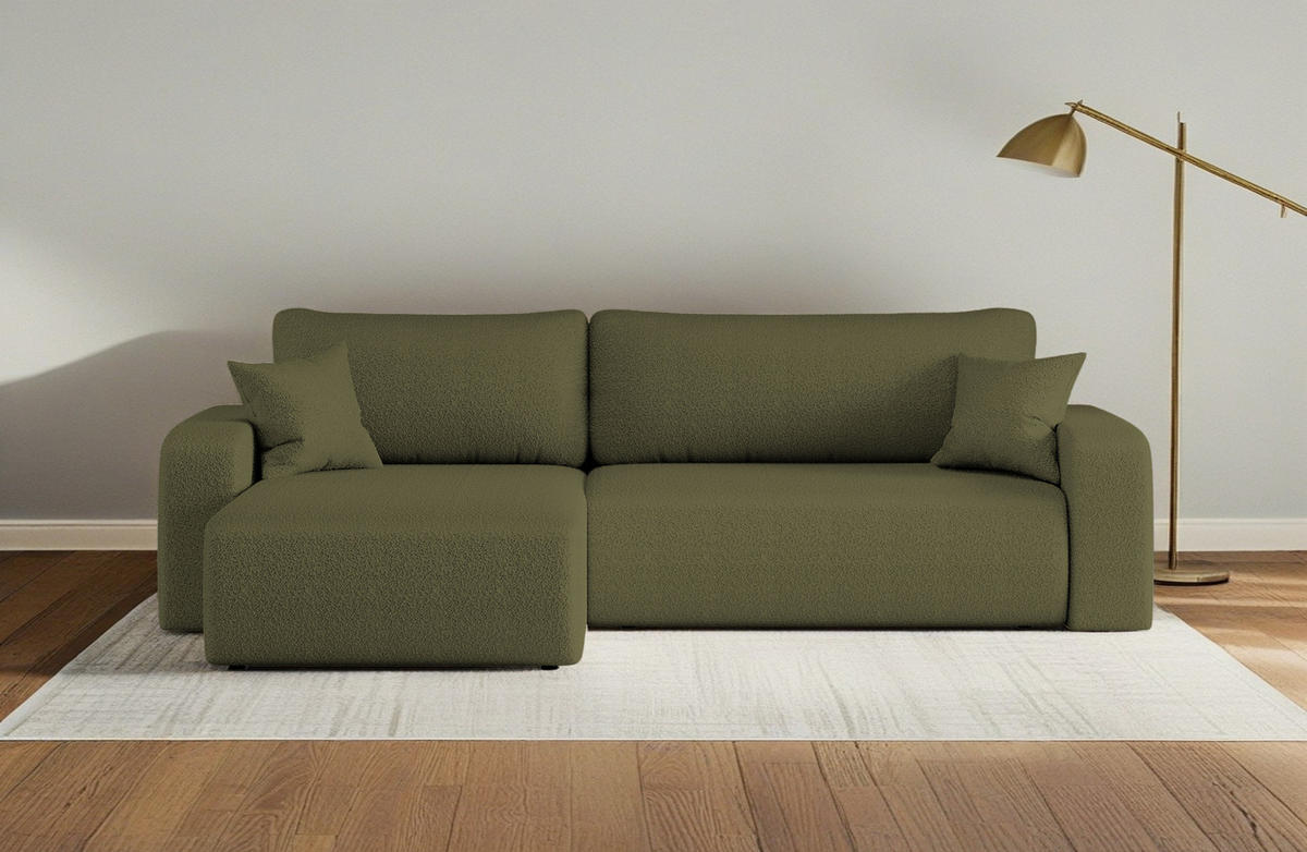SCHLAFSOFA MILANO XL Und Bettkasten Stoff Quelle Olive Links - Olivgrün, Holz (145/82/274cm) - Kaiser Möbel