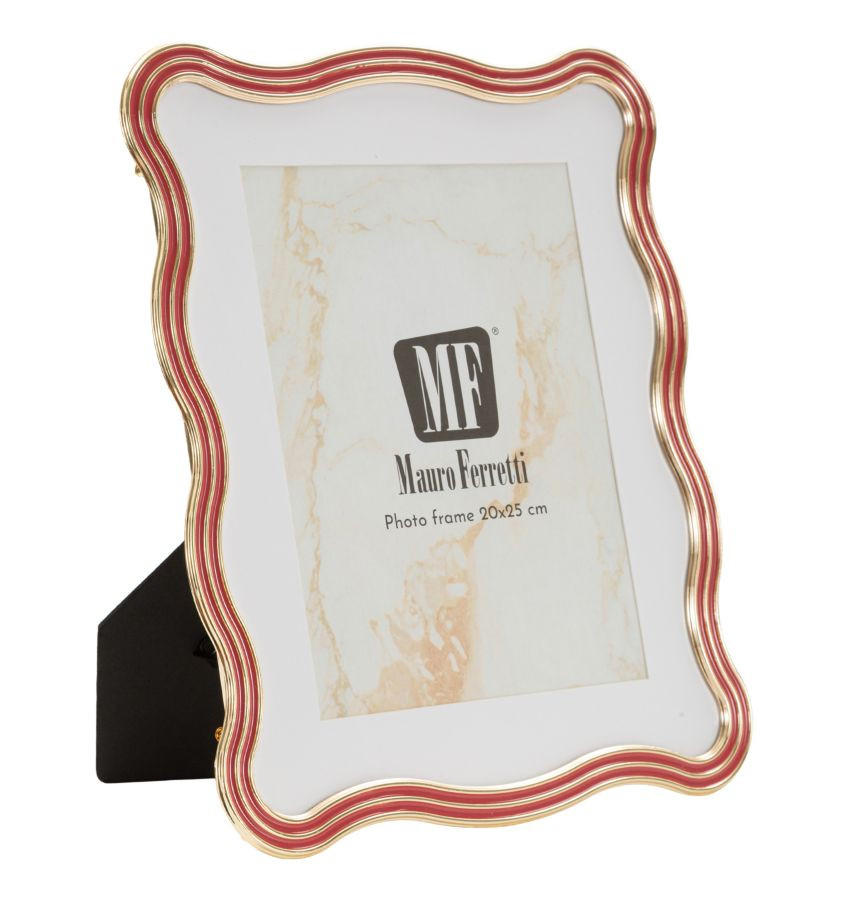 BILDERRAHMEN Elizabeth, Fotoformat 20 x 25 cm, rot und goldfarben, Zink und Glas, Rahmen 22,7 x 1,3 x 27,6 cm - Rot/Goldfarben, Glas/Metall (22.7/27.6/1.3cm) - Mauro Ferretti