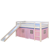 HOCHBETT mit Rutsche 90/200 cm Rosa - Weiß/Rosa, Holz - Homestyle4u