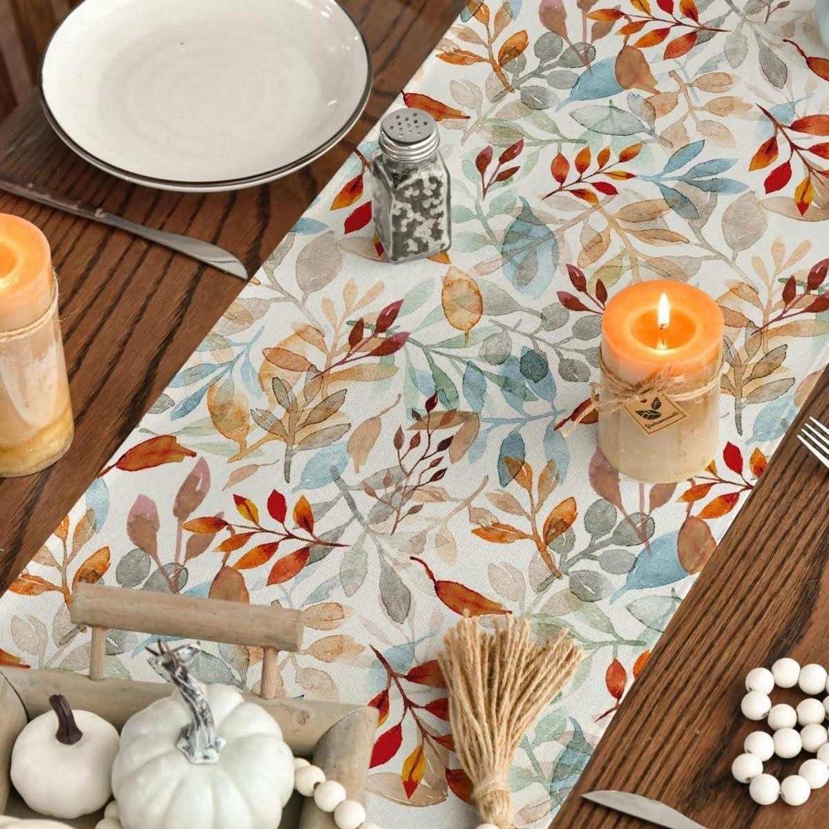 TISCHLÄUFER Herbstblätter 40 x 240 cm - Multicolor, Textil (240/40/1.5cm)