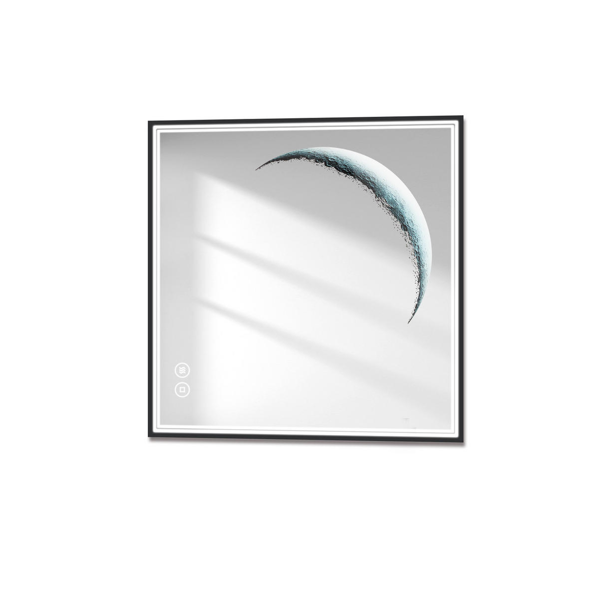 BADSPIEGEL mit Beleuchtung Schwarzer Rahmen 60/60 cm - Schwarz, Glas (60/4.5/60cm) - EMKE