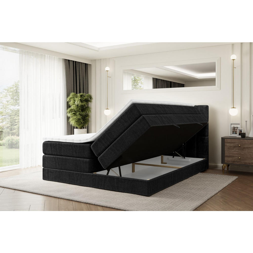 Thumbnail - Altdecor Boxspringbett, Schwarz, Holzwerkstoff, Höhe ca. 20 cm, 180x200 cm, Schlafzimmer, Betten, Boxspringbetten