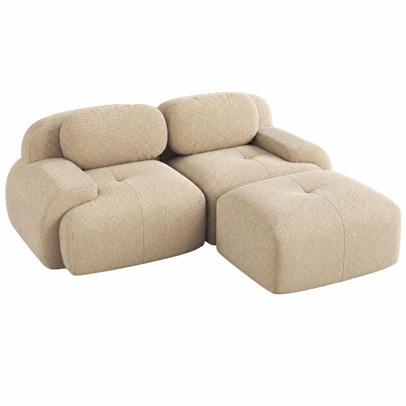 ECKSOFA modular aus Cord Beige rahmenlos - Beige, Kunststoff (178/208.1cm) - Meubliv