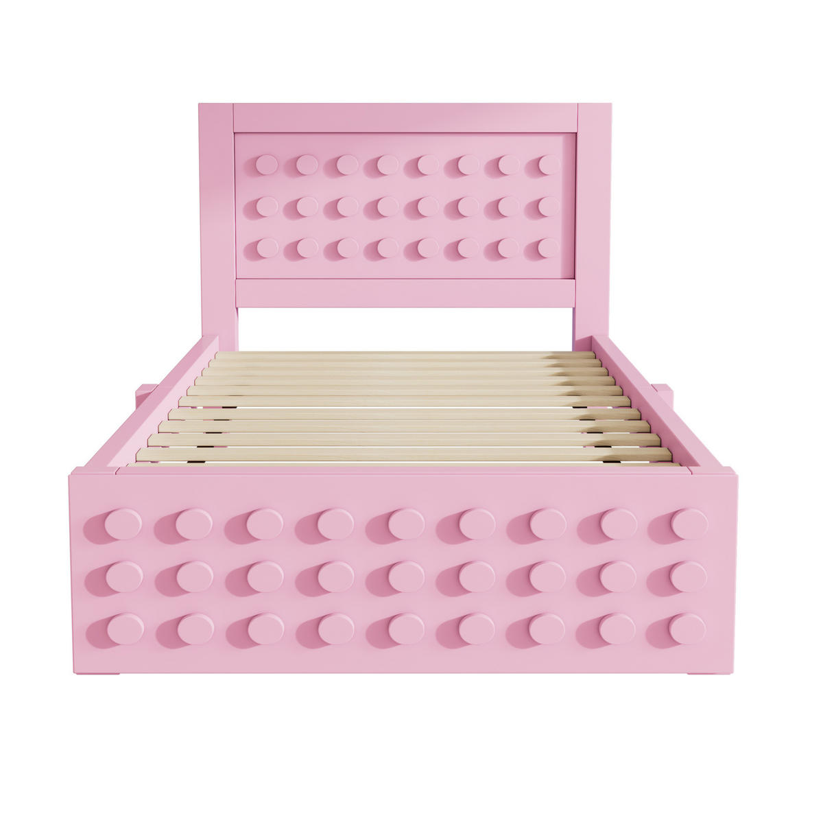 KINDERBETT, 1 Stauraumschublade, Block-Design, 90x200cm, Rosa - Rosa, Holz (90/200cm) - OKWISH