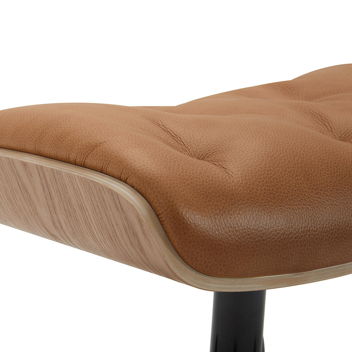 POLSTERHOCKER - Leder - Cognac/Schwarz, Leder/Holzwerkstoff (52/40/39cm) - home24