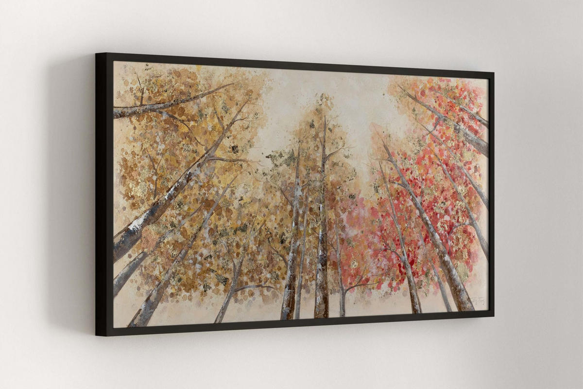 OLEJOMAĽBA 140/70 cm, Príroda a krajina - žltá/červená, drevo/textil (140/70cm) - KUNSTLOFT