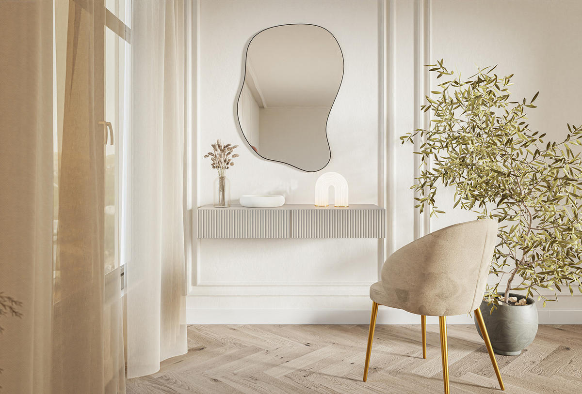 KONSOLE Veldio Graubeige 110 cm - Greige, Holzwerkstoff (110/16/40cm) - Selsey