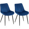 STUHL 2er Set Samt blau - Blau/Schwarz, Textil/Metall (46/82/61cm) - CLP