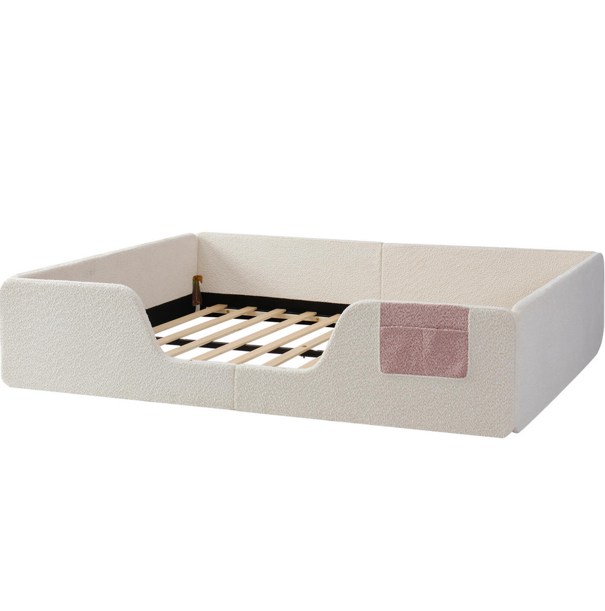 KINDERBETT Polsterbett 140/190 cm aus Samt und MDF mit abnehmbaren Seitengittern Beige - Beige, Textil (140/190cm) - Modenvie