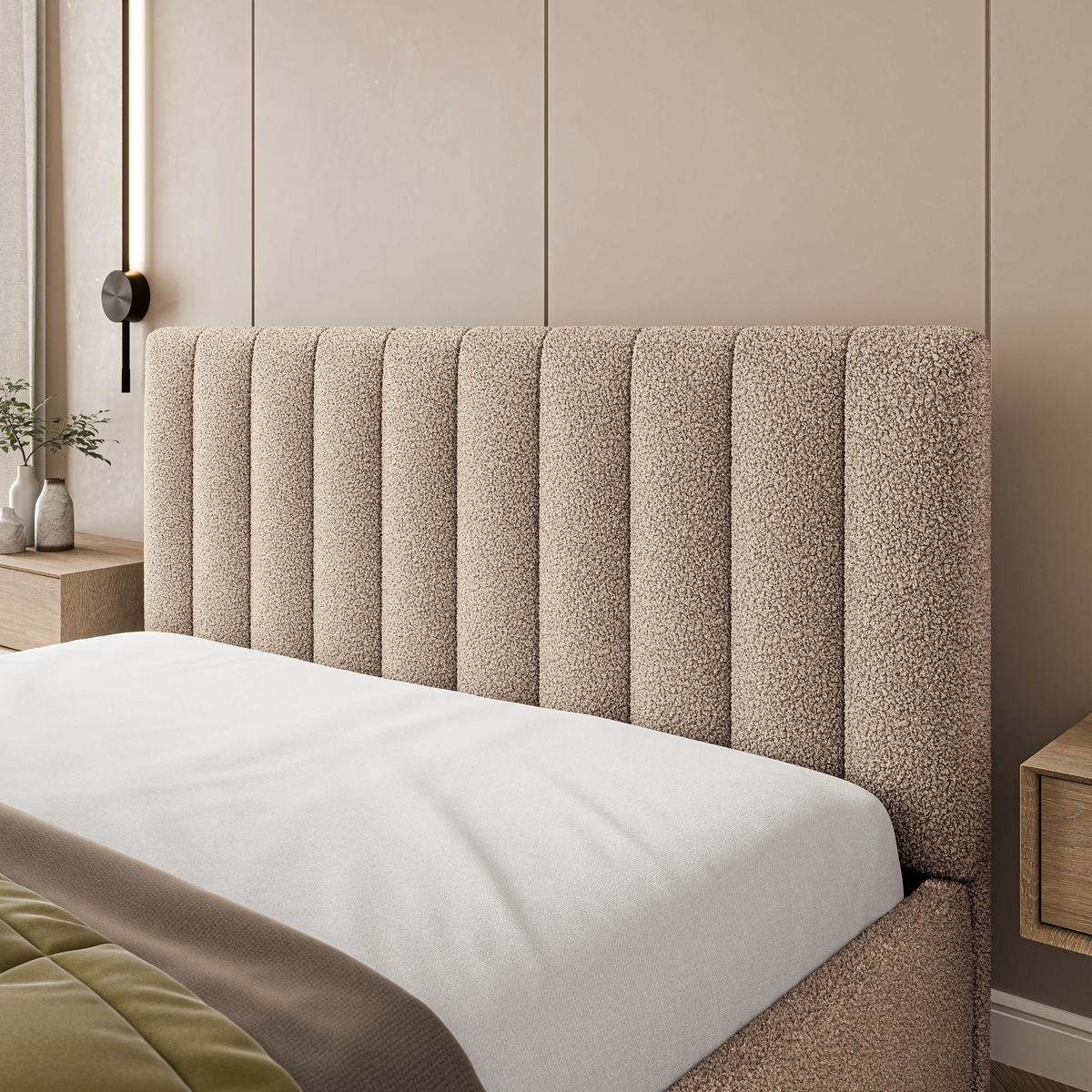 POLSTERBETT DEMERA Q 180x200 cm mit Bettkästen - Beige - Beige, Holz (180/200cm) - MASSENO