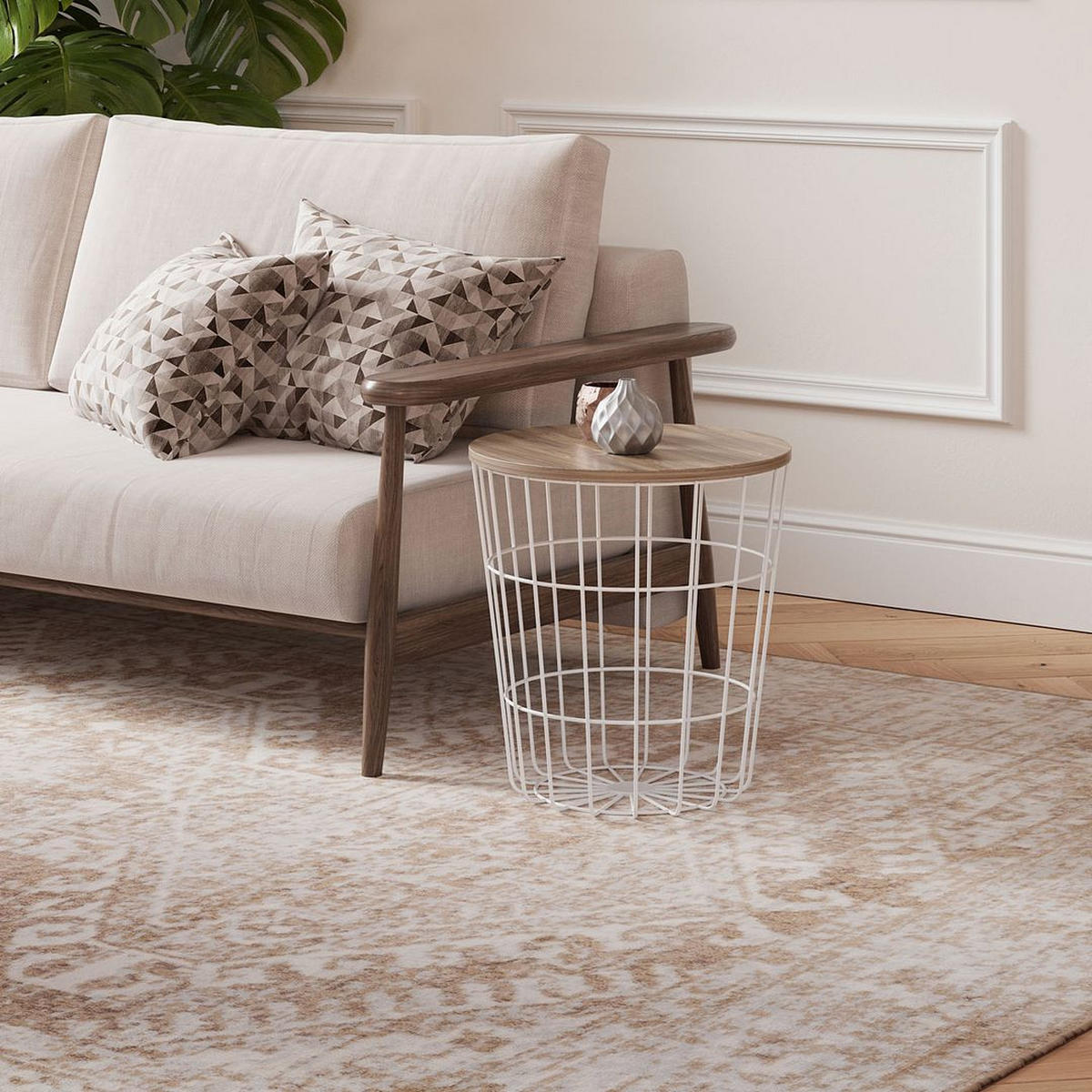 VINTAGE-TEPPICH Sophia Grau - Beige, Textil (60/110cm) - Kukoon Rugs