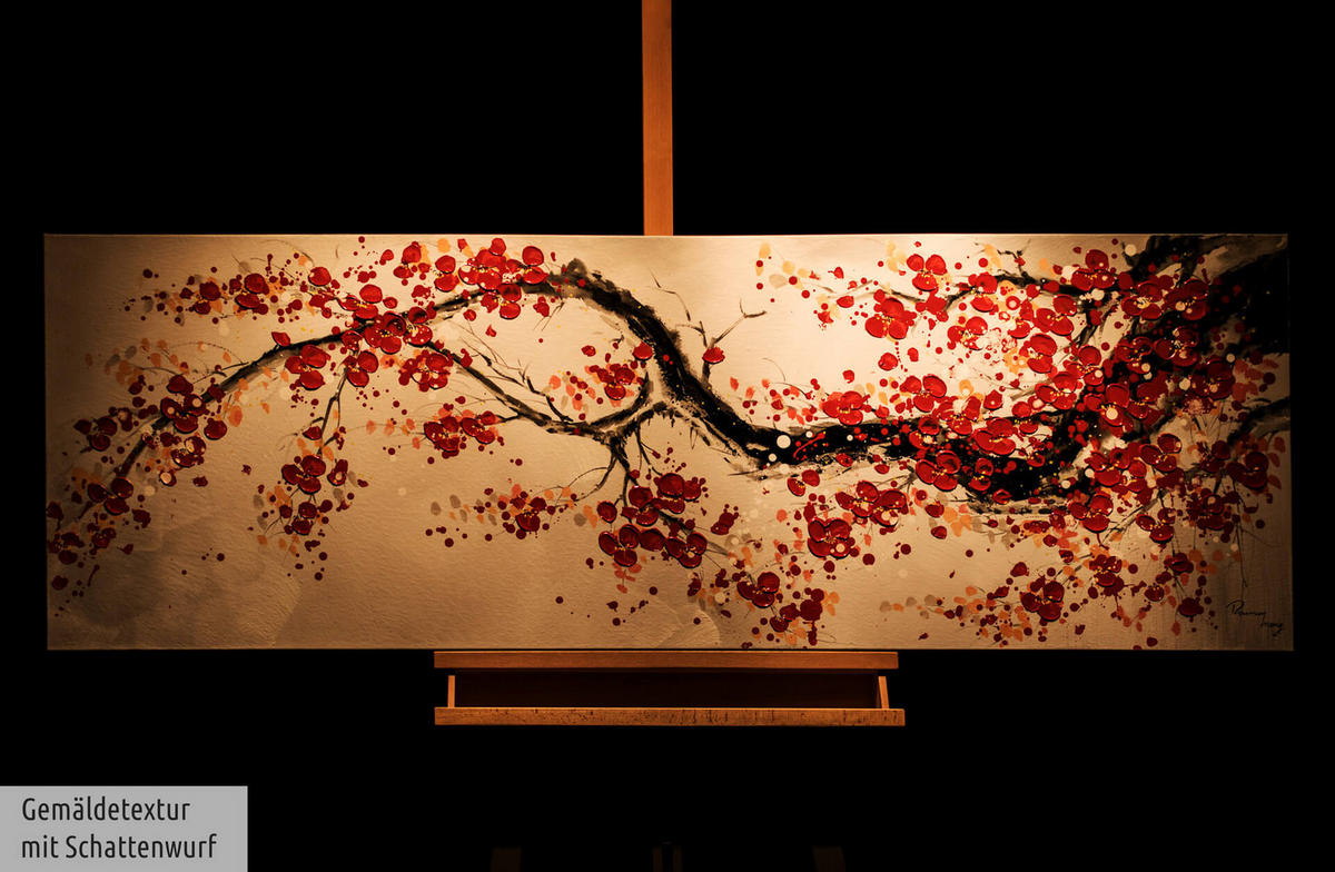 ÖLGEMÄLDE 150/50 cm - Rot/Weiß, Holz/Textil (150/50cm) - KUNSTLOFT