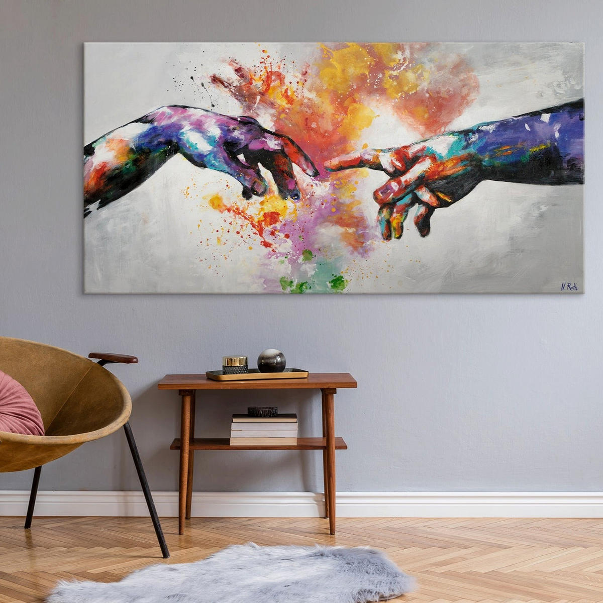 GEMÄLDE Galaktisch auf Keilrahmen 140x70 cm - Multicolor, Holz (140/70cm) - YS-art gallery