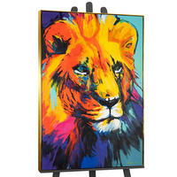 GEMÄLDE Löwengrazie Schattenfugenrahmen Gold 140x100 cm - Goldfarben, Holz (140/100cm) - YS-art gallery