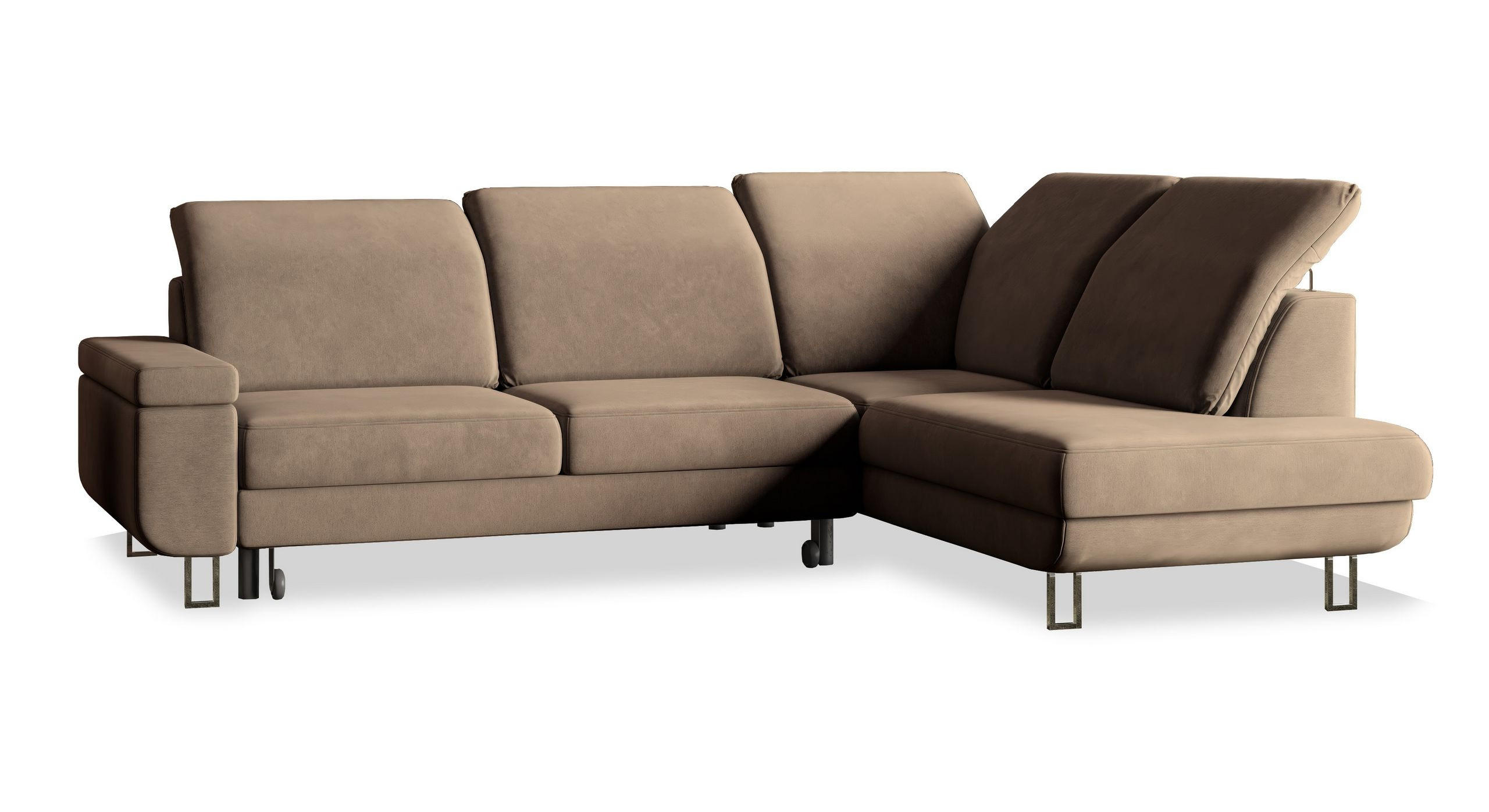 ROHOVÁ SEDAČKA LERMA béžová - stříbrná/béžová, kov/dřevo (253/190cm) - MASSENO