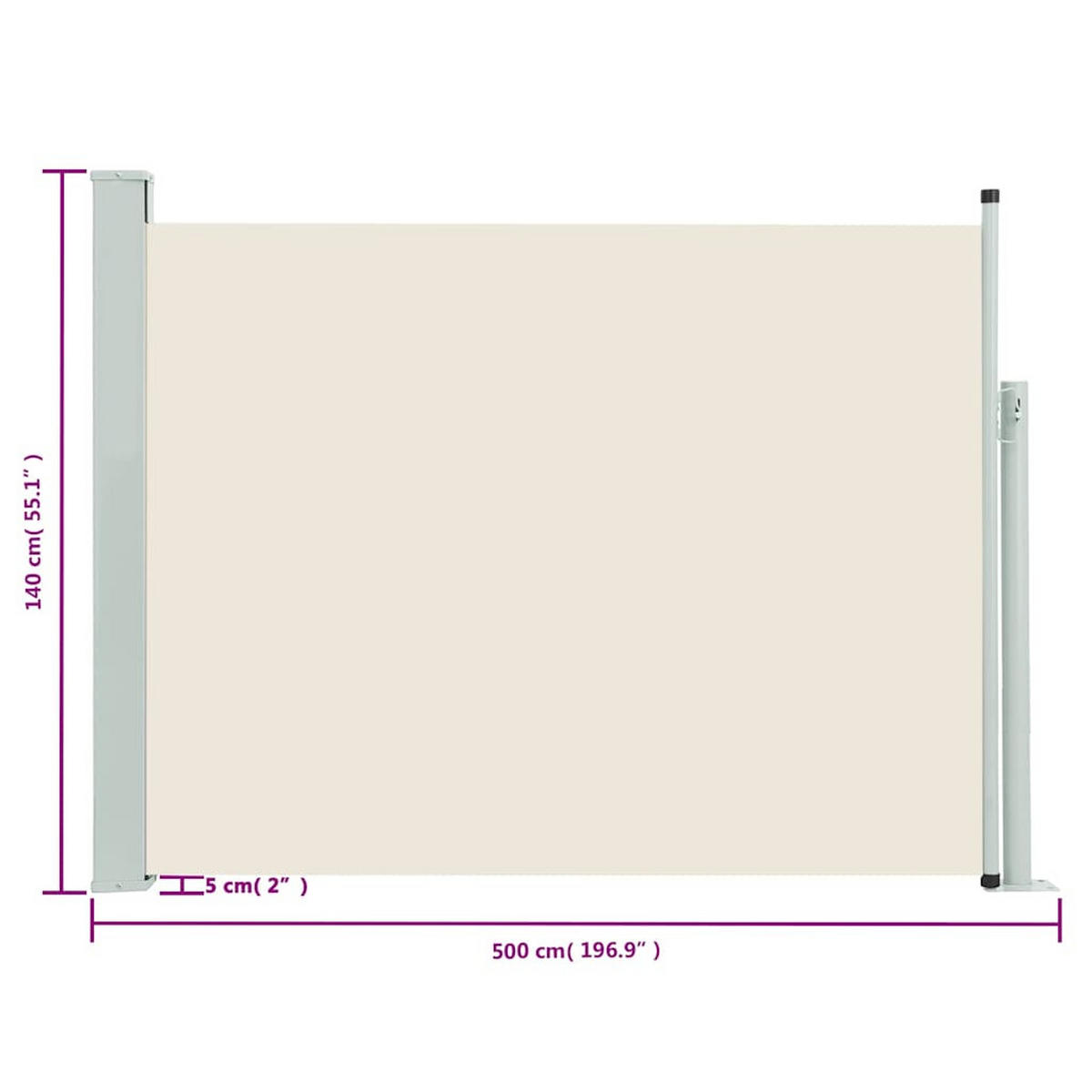 AUSZIEHBARE Seitenmarkise 140x500 cm Creme - Creme, Textil (500/140/500cm) - furnicato