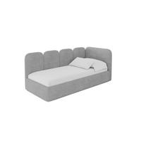 EINZELLBETT Jugendbett mit Bettkasten, Links - VELY 90x200 Grau - Hellgrau, Holzwerkstoff/Textil (90/200cm) - ALTDECOR