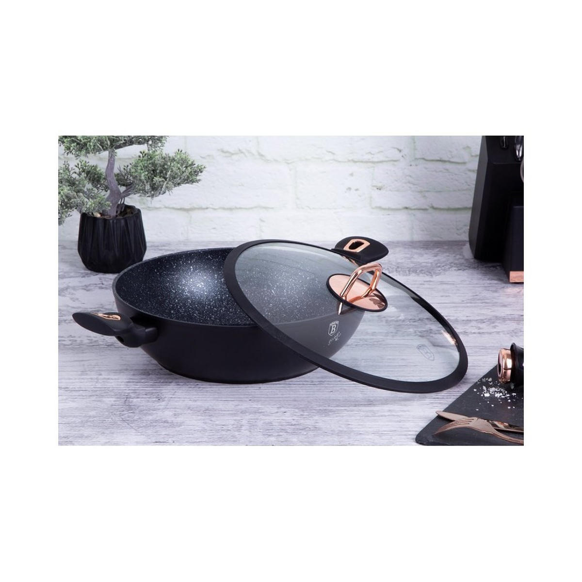 WOK Schwarz 30/30/8 cm 32867 - Schwarz, Metall (30cm) - Berlinger Haus