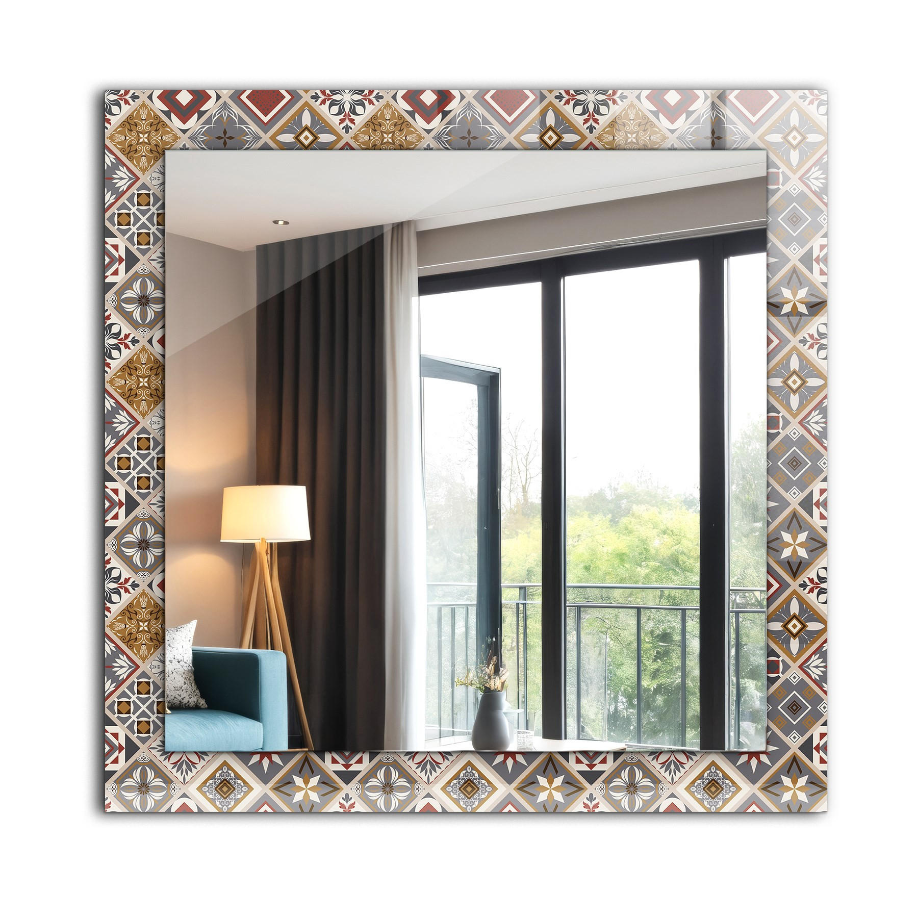 SPIEGEL 60 x 60 cm Rechteckig mit Aufdruck - Multicolor/Braun, Glas (60/60/0.4cm) - TULUP