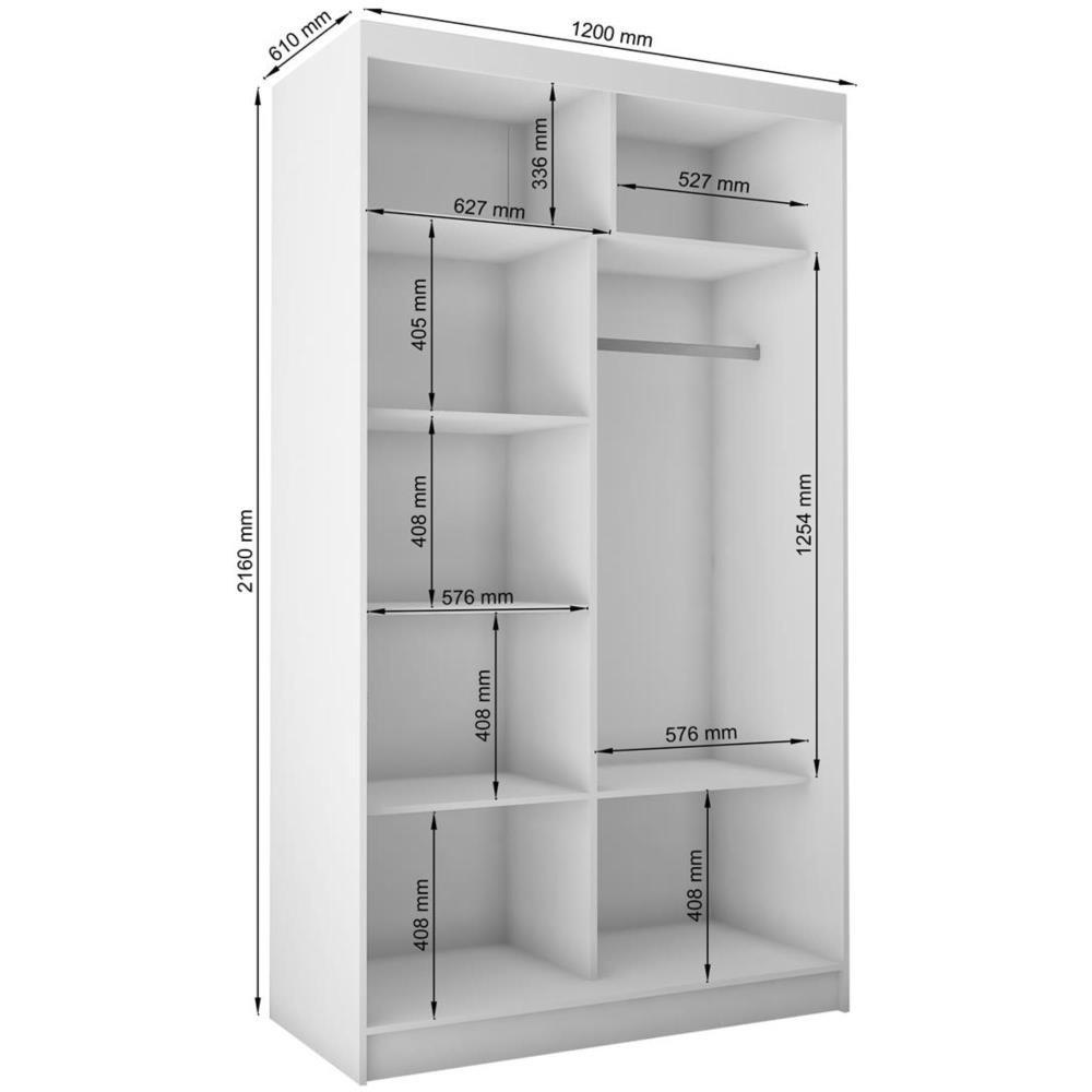Thumbnail - Beautysofa Schwebetürenschrank, Graphit, Holzwerkstoff, 8 Fächer, 120x216x61 cm, Schlafzimmer, Kleiderschränke, Schwebet...