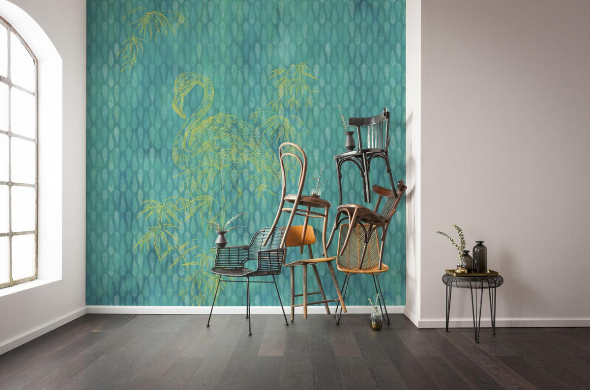 FOTOTAPETE Flamingo 200 x 250 cm - Grün, Papier (200/250cm) - Sanders & Sanders