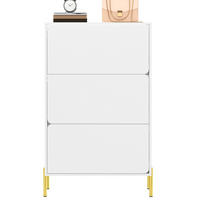 SCHUHSCHRANK in Weiß Schuhkommode mit 3 Türen, großem Stauraum und goldenen Schrankfüßen für Foyer, B73/T24/H120cm - Goldfarben/Weiß, Holzwerkstoff/Metall (73/120/24cm) - STILVORA