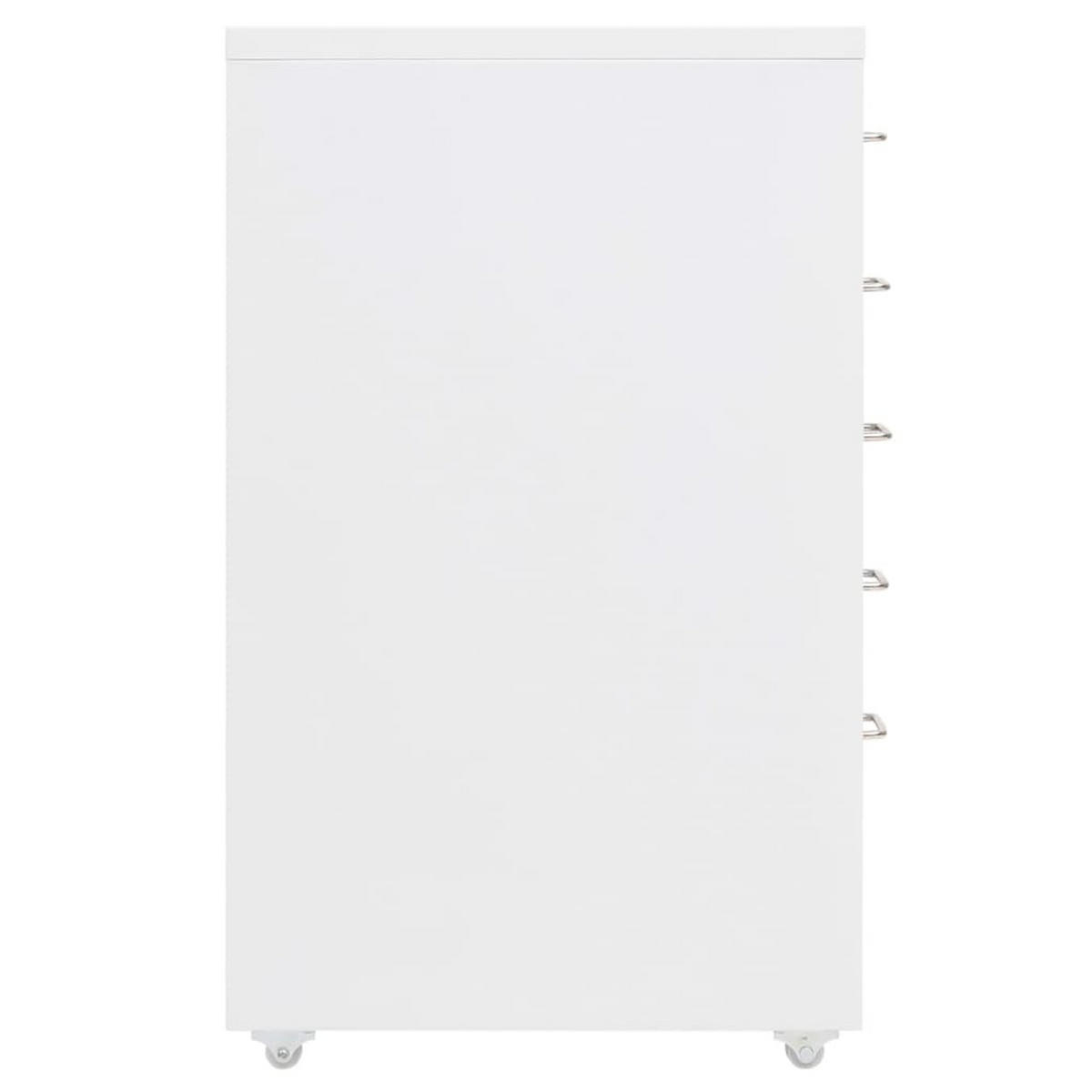 KOMMODE mit Rollen und 5 Schubladen, 28/41/69 cm, aus Metall, in Weiß - Weiß, Metall (28/69/41cm) - vidaXL