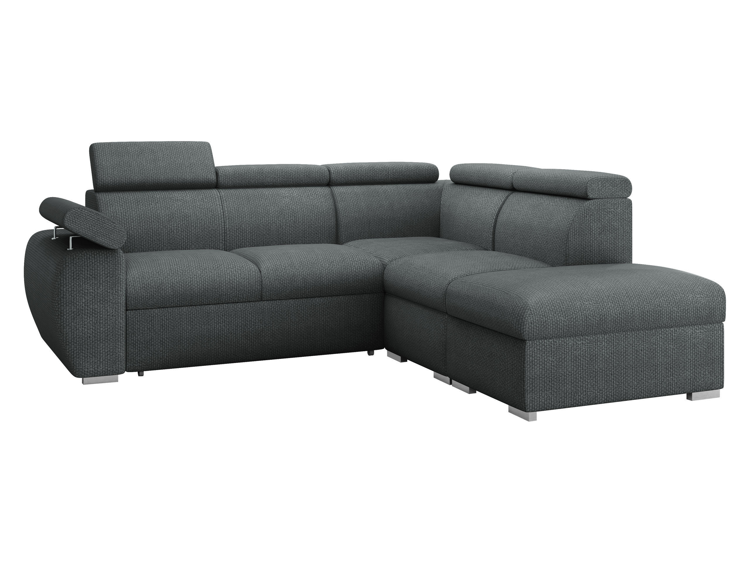 ECKSOFA Boston 2RR1P, Seite: Rechts 2R+R+1P(65)+PUFAP - Silberfarben/Blaugrau, Holz/Textil (260/230cm) - MIRJAN24