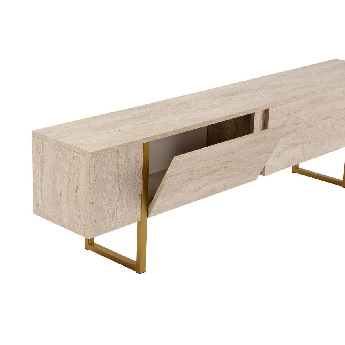 TV-MÖBEL serenity Travertin - Goldfarben, Holzwerkstoff (29.5/50/188cm) - Calicosy