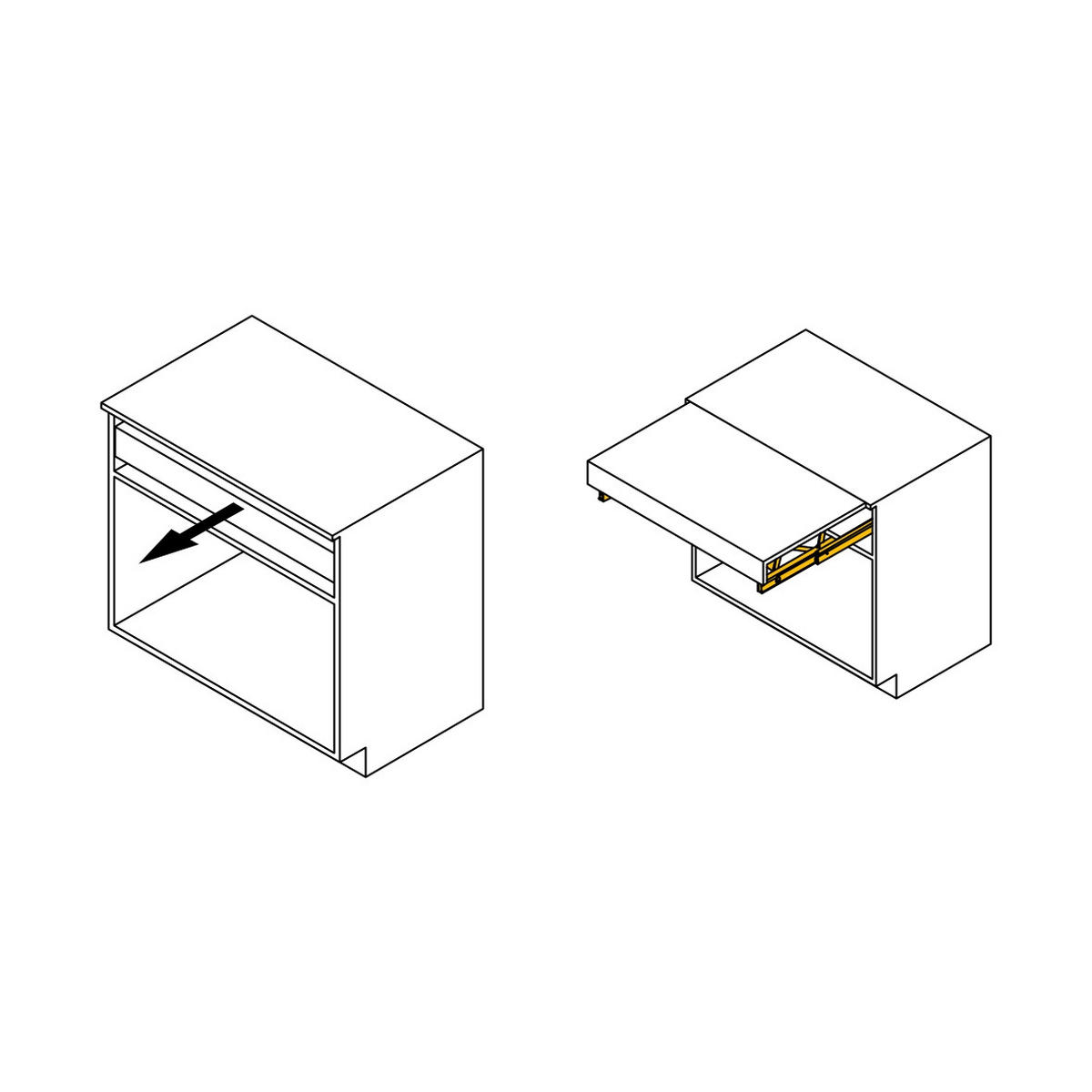 FÜHRUNG Oplà Top für ausziehbaren und hochkplappbaren Tisch, Aluminium, Edelstahl eloxiert - Edelstahlfarben, Metall (90/10/53cm) - EMUCA