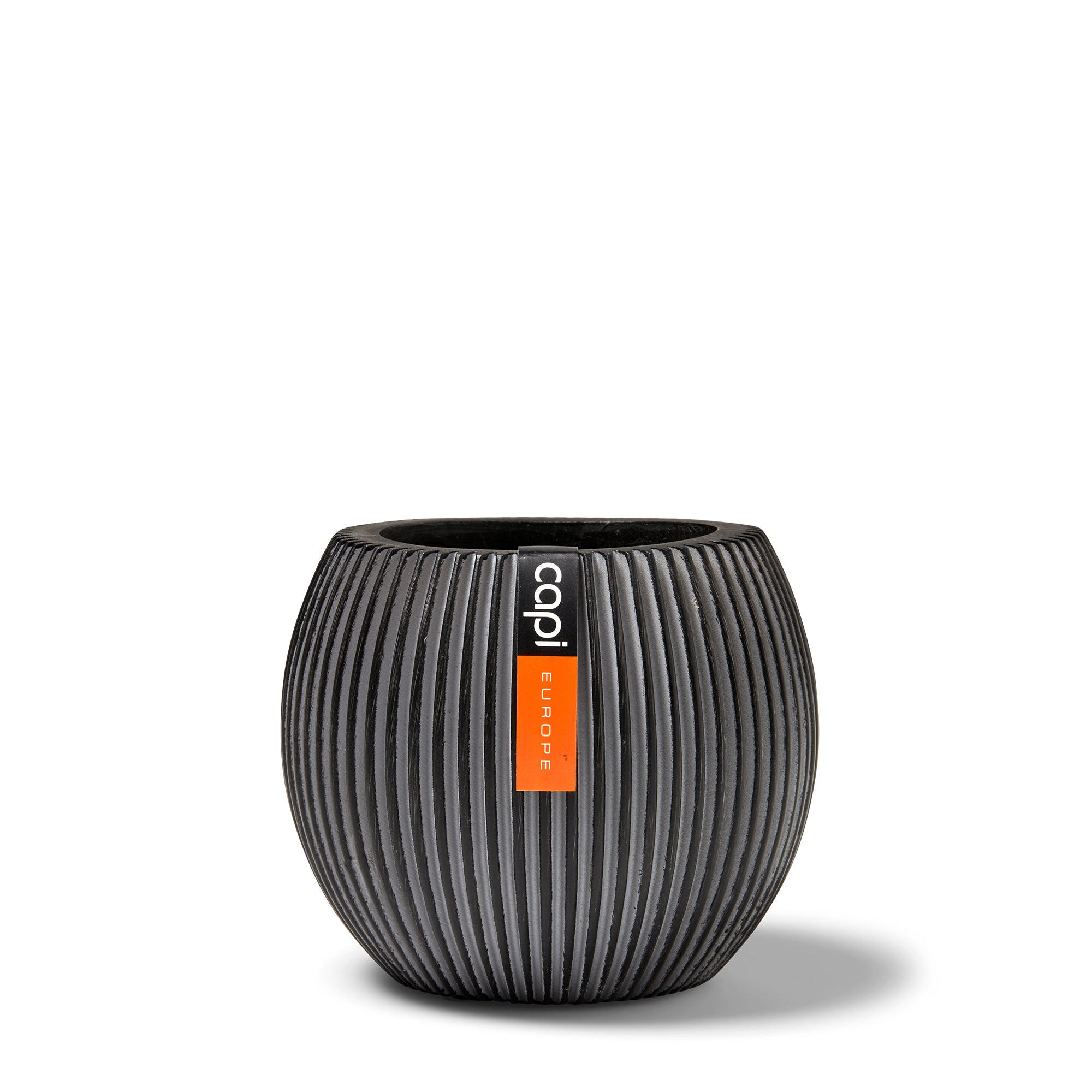 GEFÄSS Kugel Groove anthrazit I 18x15 cm - Anthrazit, Kunststoff (1/1/1cm) - aplanta