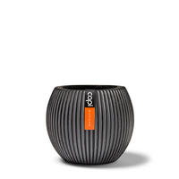 GEFÄSS Kugel Groove anthrazit I 18x15 cm - Anthrazit, Kunststoff (1/1/1cm) - aplanta