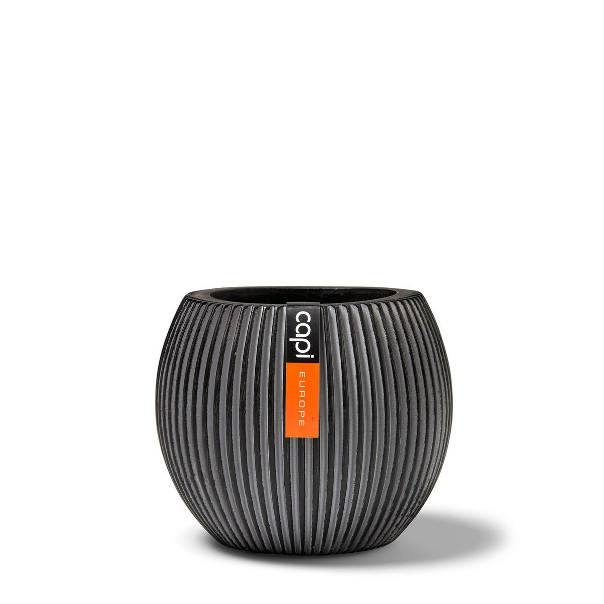 GEFÄSS Kugel Groove anthrazit I 18x15 cm - Anthrazit, Kunststoff (1/1/1cm) - aplanta