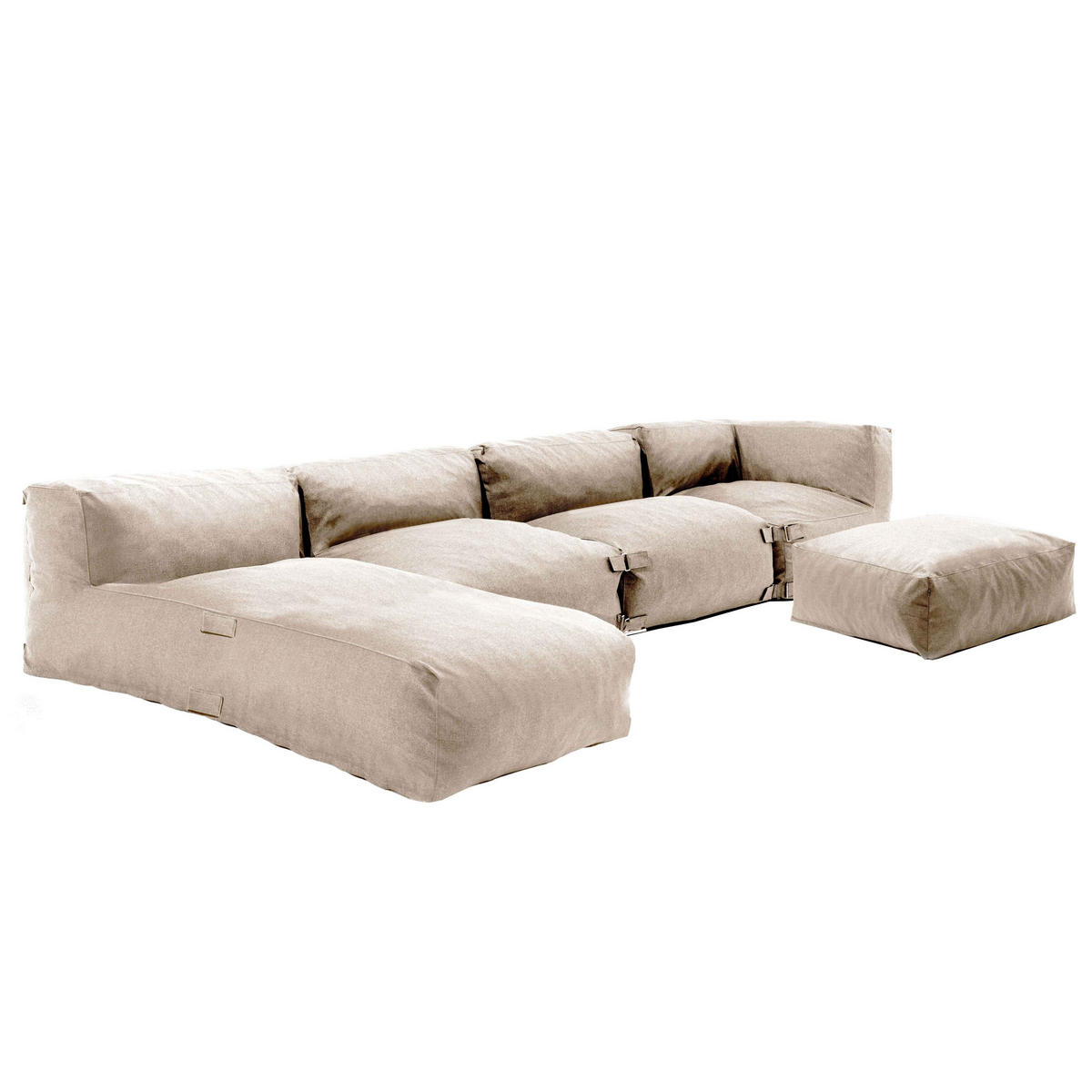 GARTENSOFA 5-tlg., Sandfarbe - Beige, Textil (85/65/160cm) - Oviala