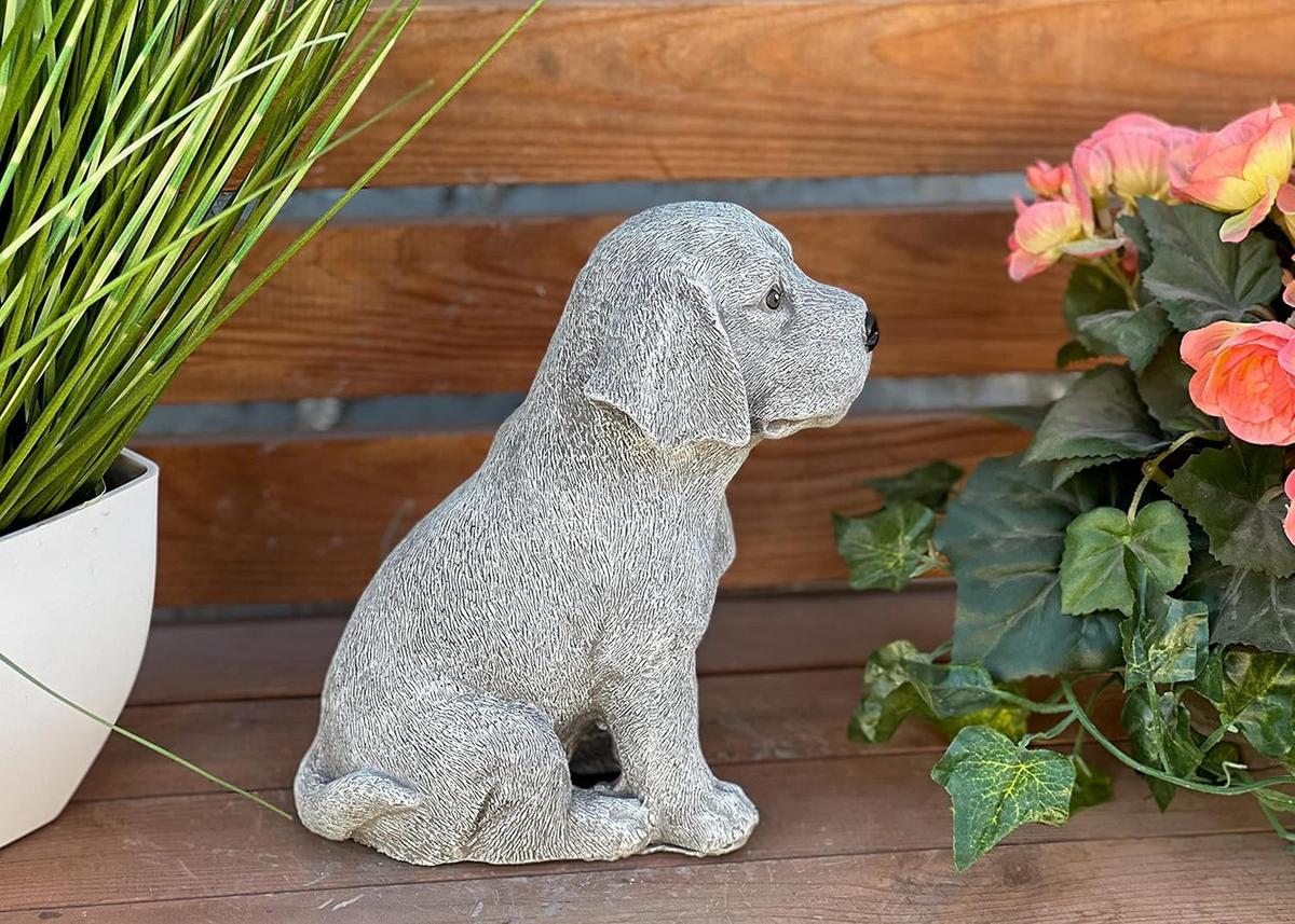 STEINFIGUR Beagle Welpe frostfest Steinguss - Grau, Stein (11/20/18cm) - stoneandstyle