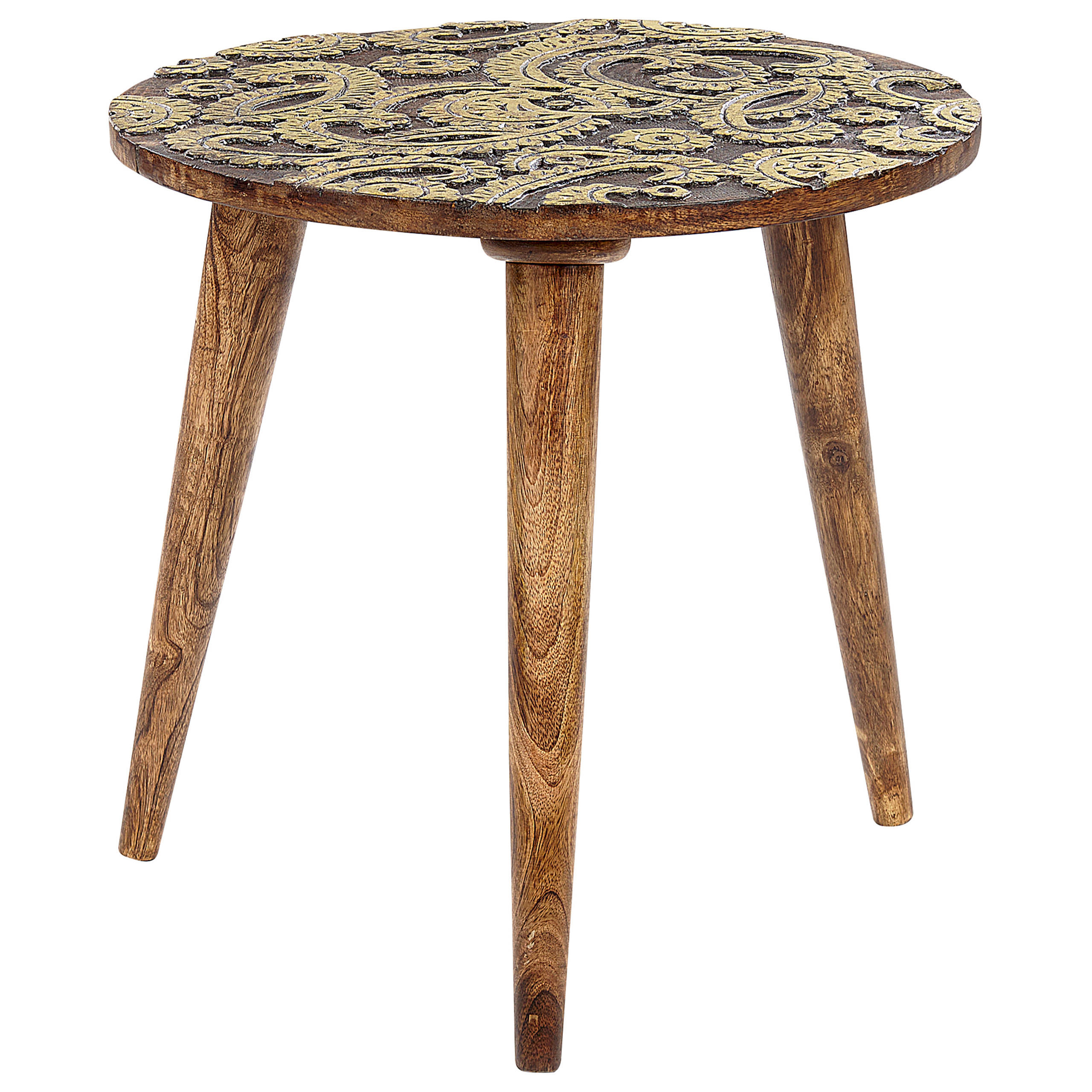 BEISTELLTISCH 2er-Set Rund Holz, Gold Chanpi - Dunkelbraun, Holz (45/45cm) - Beliani