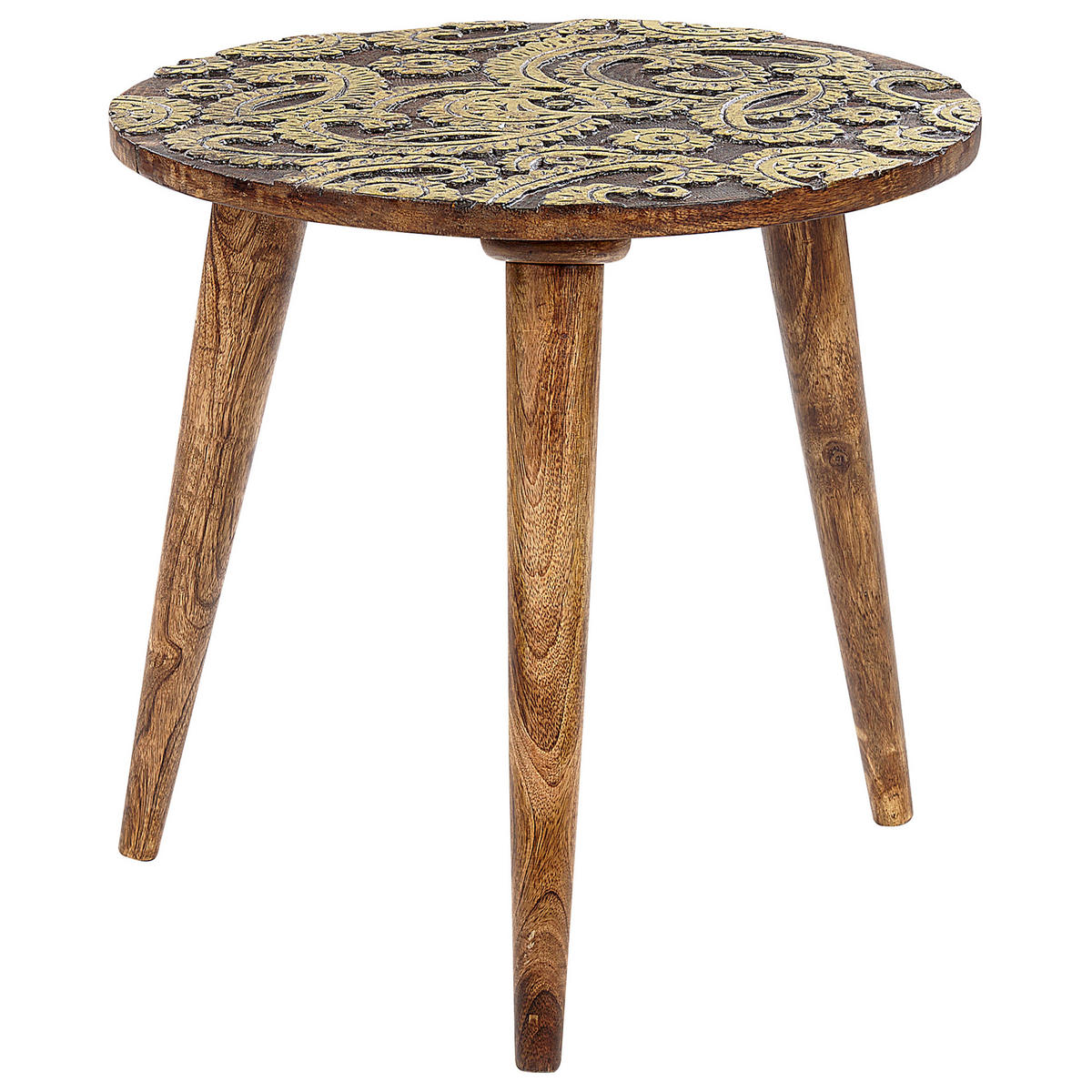 BEISTELLTISCH 2er-Set Rund Holz, Gold Chanpi - Dunkelbraun, Holz (45/45cm) - Beliani