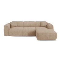 ECKSCHLAFSOFA Texturierter Samt Taupe 283cm - Taupe, Textil (283/180cm) - Sia Home