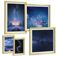BILDER SET 5er Set - 50x50 cm & 20x30 cm & 40x60 cm Goldrahmen - Herbstliche Naturlandschaften - Goldfarben, Kunststoff (40/60cm) - TULUP