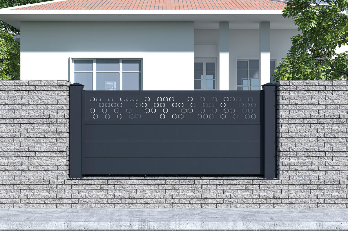 VORGARTENZAUN Adula grau 1,9m H.90cm aluminium - Grau, Metall (189/89cm) - Casanoov