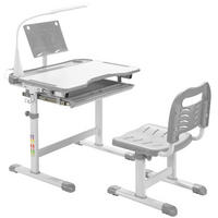 KINDERSCHREIBTISCH mit Bücherregal grau(2-tlg) - Grau, Metall (71/52/49cm) - COSTWAY