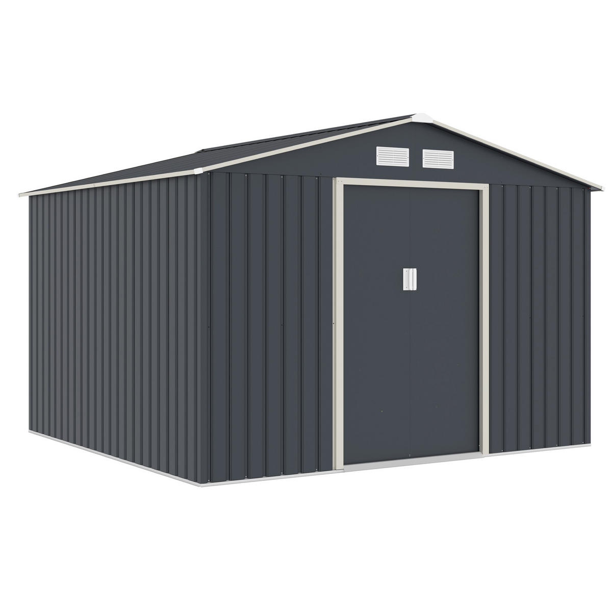 GERÄTEHAUS mit Bodenrahmen Metall S250 Grau - Grau, Metall (277/192/191cm) - HATTORO