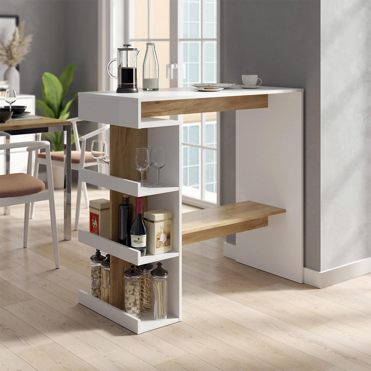 BARTISCH Dana Weiß/Goldkraft Eiche 108 x 50 cm - Honigeiche/Weiß, Holzwerkstoff (50/108/103cm) - Vicco