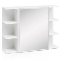 HÄNGESCHRANK Weiß aus Spanplatte mit Spiegel und seitlichen Ablagen 80x64,5x20 cm - Weiß, Holz (80/65/20cm) - KADIMA DESIGN