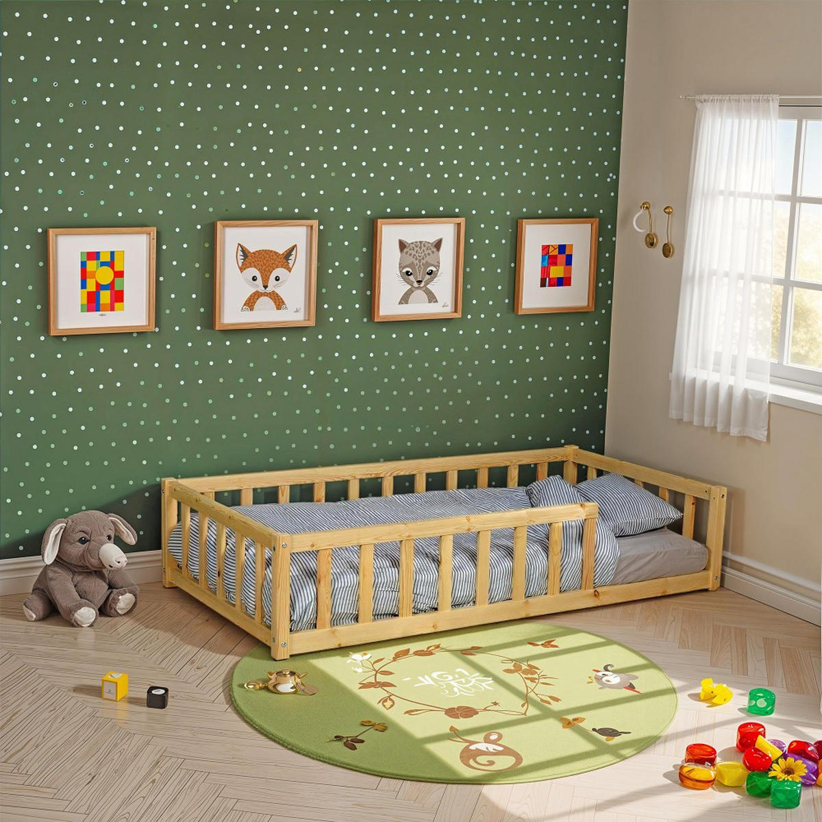 KINDERBETT NINO MIT LATTENROST/ Kinderbett 80x160 - Naturholz - Naturfarben, Holz (80/160cm) - Weber Industries