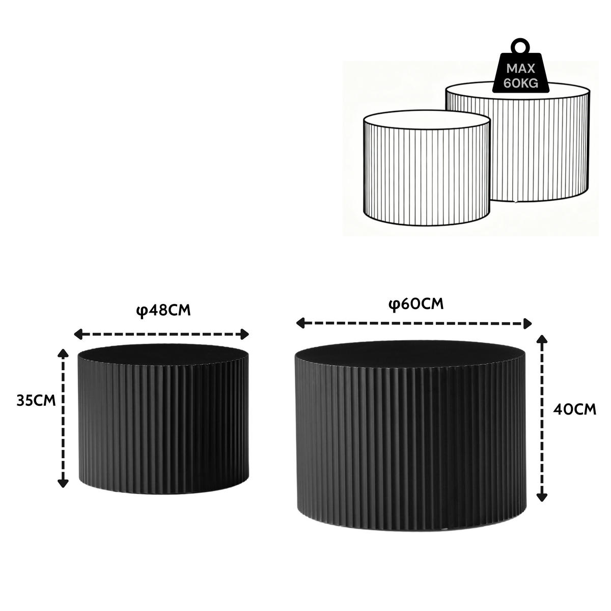 BEISTELLTISCH DE-09 2er-Set Schwarz - Schwarz, Holzwerkstoff (108/48/40cm) - ComfortXL