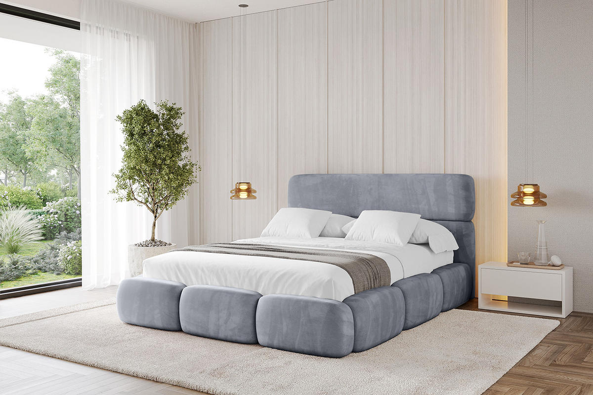 POLSTERBETT mit Bettkasten und Lattenrost, Bett mit Matratze H3/H4 - ELVA 120x200 Grau - Grau, Holzwerkstoff/Textil (120/200cm) - ALTDECOR