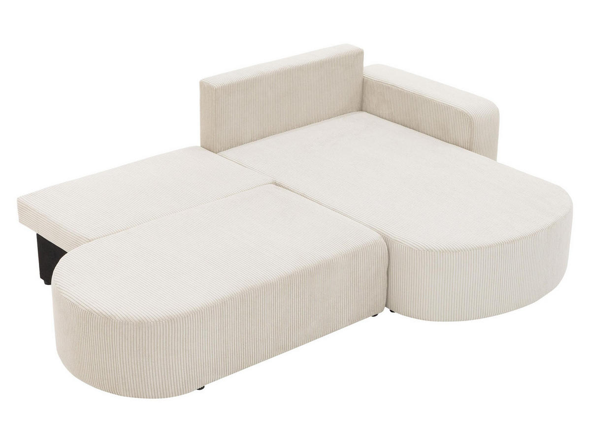 ECKSOFA Zerte Cord, Seite: Links - Creme/Schwarz, Holz/Kunststoff (252/175cm) - MIRJAN24